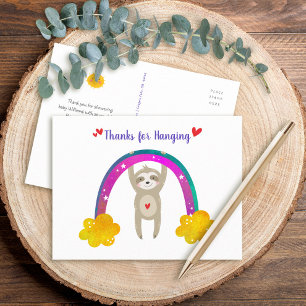 Süße Faultier Boho Regenbogen Baby Shower Chic Dan Postkarte
