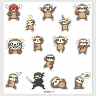 Süße Faultier-Charakter-Sticker-Pack Emojis Aufkleber
