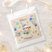 Süße Faultier-Geburtstagsfeier blauer Ballon Geschenktütchen (Ausgeschnitten)