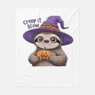Süße Faultier Hexe Halloween-Shirt � Kriech es lan Fleecedecke
