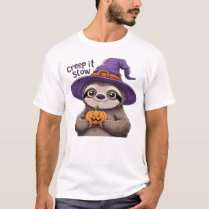 Süße Faultier Hexe Halloween-Shirt � Kriech es lan T-Shirt