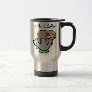 Süße Faultier schlafend auf Kaffeetasse Kaffee Zit