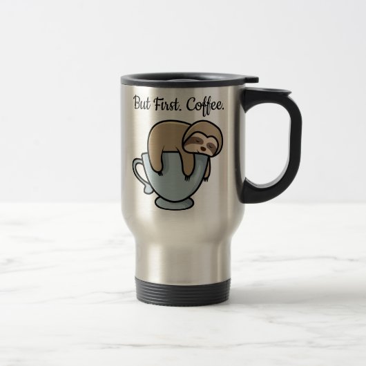 Süße Faultier schlafend auf Kaffeetasse Kaffee Zit (Rechts)