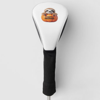 Süße Faultier sitzt in einem Kürbis. Text Frohes H Golf Headcover