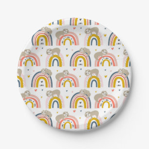 Süße Faultier- und Regenbogen-Party-Teller Pappteller