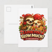 Süße Faultier Valentinstag Liebe Design, Ich liebe Postkarte (Vorne/Hinten)