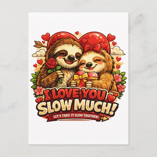 Süße Faultier Valentinstag Liebe Design, Ich liebe Postkarte (Vorderseite)