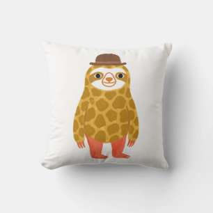 Süße Faultier-Wurfkissen Brauner Bowlerhut Giraffe Kissen