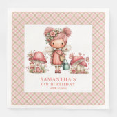 Süße Fee 1. Geburtstag Whimsical Rosa Papier Serviette (Vorderseite)