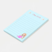 Süße Fee & Gänseblümchen auf Hellblau Post-it Klebezettel (angewinkelt)