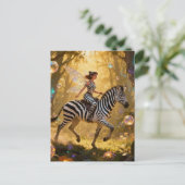 Süße Fee und ihr Zebra Postkarte (Stehend Vorderseite)