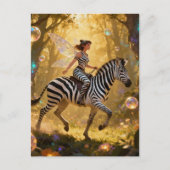 Süße Fee und ihr Zebra Postkarte (Vorderseite)