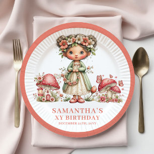 Süße Feen 1. Geburtstag Rosa Pilz Teller