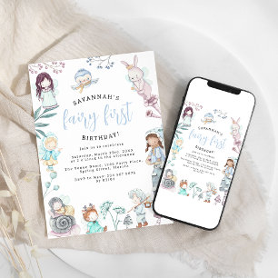 Süße Feen-Erstgeburtstagsfeier Einladung