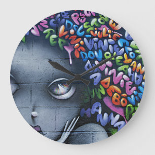 Süße Feen-Graffiti Große Wanduhr