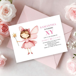 Süße Feen-Mädchen 2. Geburtstag Rosa-Einladung Einladung