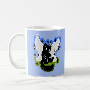 Süße Feenkatze Schwarze Katze Whimsical Blaue Comp Kaffeetasse