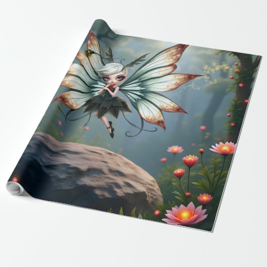 Süße Feenwächterin im magischen Wald Geschenkpapier (Ungerollt)