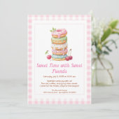 Süße Feier Einladung – Farbige Donuts Party (Stehend Vorderseite)