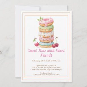 Süße Feier-Einladung – Farbige Donuts-Party Einladung