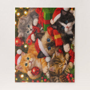 Süße Feiertags-Katzen-Geschenke-Puzzle Puzzle