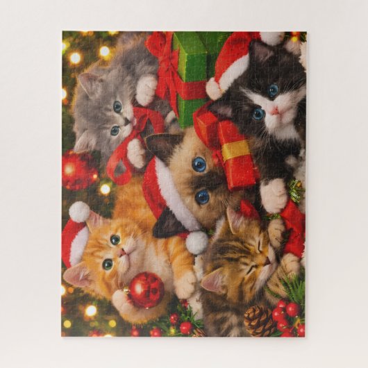 Süße Feiertags-Katzen-Geschenke-Puzzle Puzzle (Vertikal)