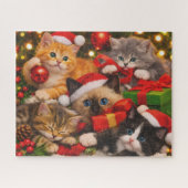 Süße Feiertags-Katzen-Geschenke-Puzzle Puzzle (Horizontal)