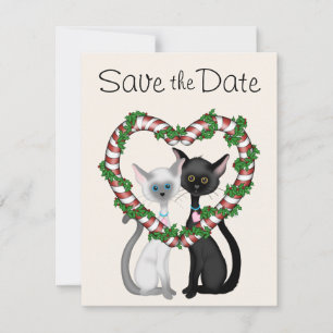 Süße Feiertags-Katzen retten das Datum Hochzeitsan Einladung