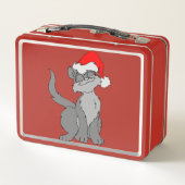 Süße Feiertagskatze Metall Lunch Box (Rückseite)