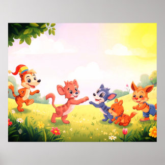 Süße Felltiere für die Kleinen an der Wand Poster