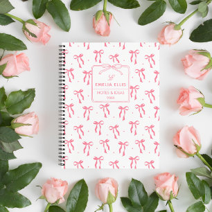Süße, feminine rosa und weiße Coquette-Schleifen-M Notizblock