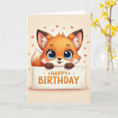 Süße Fennec Blaue Augen Karte (Gelbe Blume)