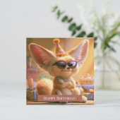 Süße Fennek-Fuchs-Happy-Birthday-Grußkarte (Stehend Vorderseite)