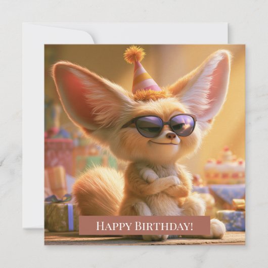 Süße Fennek-Fuchs-Happy-Birthday-Grußkarte (Vorderseite)