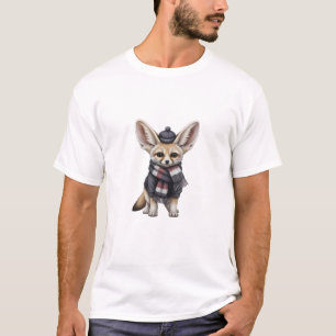 Süße Fennek-Fuchs-Illustration im Winteroutfit T-Shirt