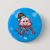 Süße Festliche Quallen Cartoon Button (Vorderseite)