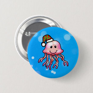 Süße Festliche Quallen Cartoon Button