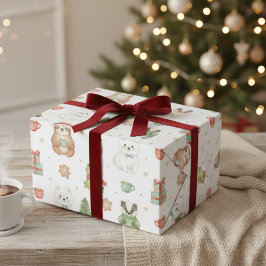 Süße Festliche Waldtiere Weihnachten Geschenkpapier