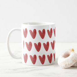 Süße, fette, rote Herzen auf dem All-Over-Print Kaffeetasse
