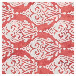 Süße, fette rote weiße Damast-Ikat-Stammesmuster Stoff