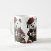 Süße Fez-Mütze Teddy im kuscheligen Winterpullover Kaffeetasse (Vorderseite Links)