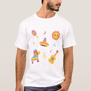 Süße Fiesta-Set, Maraca, Sonne, Sombrero-Hut, Pina T-Shirt