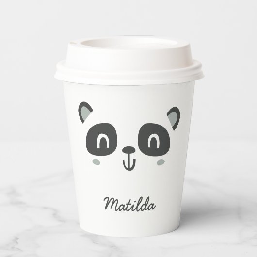 Süße Figur Panda Kindergeburt Pappbecher (Rückseite)