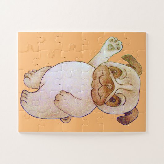 süße Figur zeichnend Hunde schwellbrauner Mops Puzzle (Horizontal)