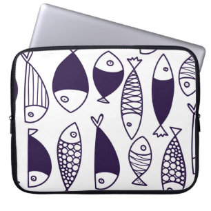 Süße Fische. Kinderhintergrund. Nahtloses Muster. Laptopschutzhülle