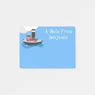 Süße Fischerboot-Cartoon-Illustration Post-it Klebezettel