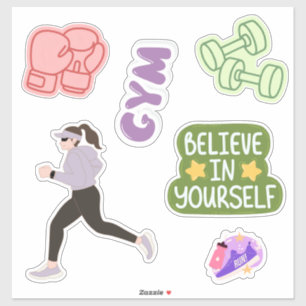 Süße Fitnessstudio-Mädchen-Fitnessmotivation Aufkleber