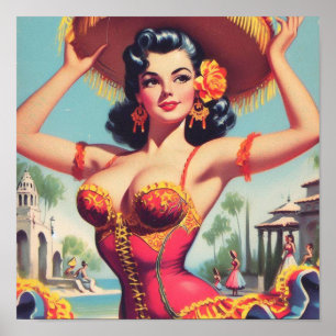 Süße Flamenco-Pin-up Poster