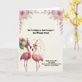 Süße Flamingo-Geburtstagsfeier Karte (Gelbe Blume)