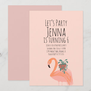 Süße Flamingo-Pflanze Geburtstagsfeier Rosa Einladung